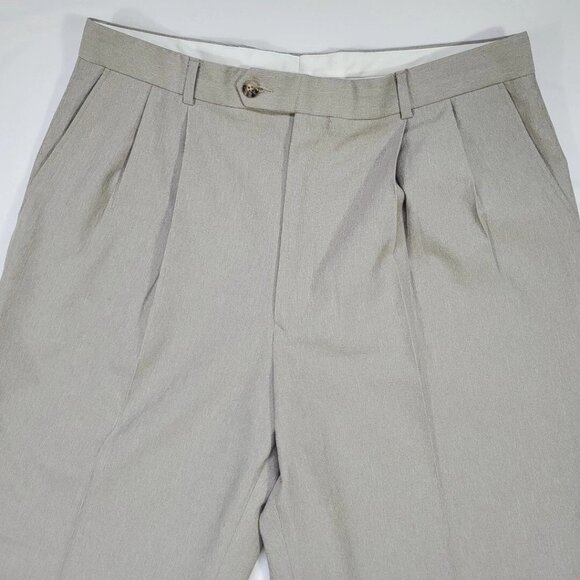 Glen Oaks Trousers Mens Size W36 Brown Pleated Front Cuffed Pants Legs NWT - Picture 2 of 6